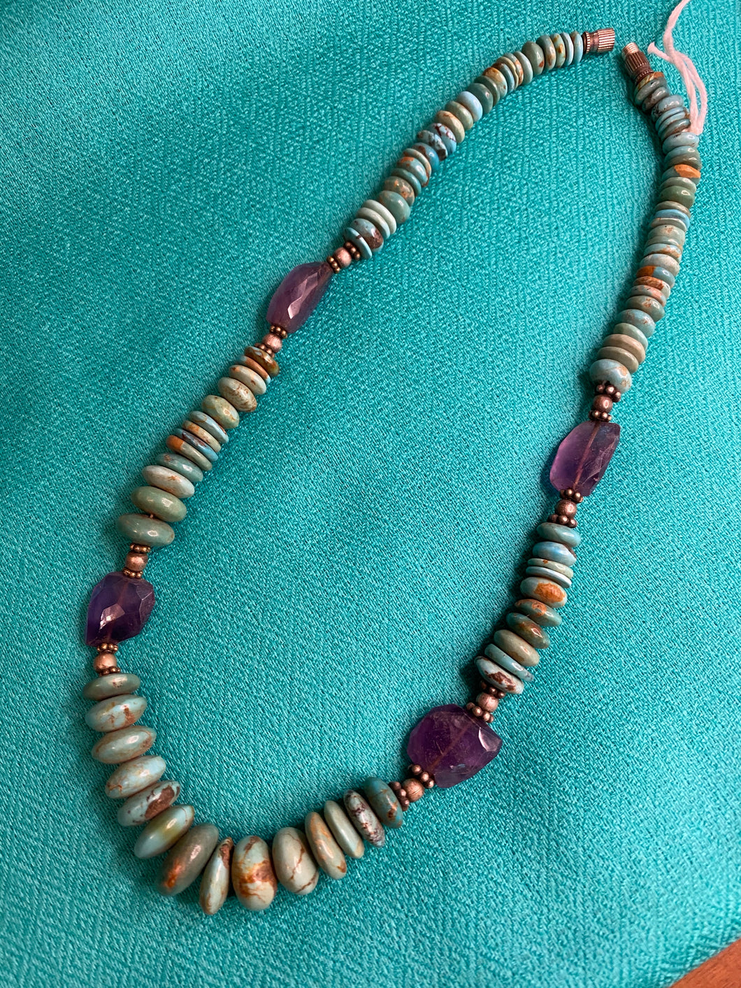 SUJ101 Turquoise and amethyst necklace with silver