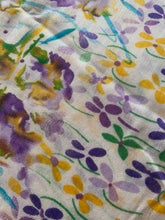 Load image into Gallery viewer, SP139 Pretty patterned floral long scarf in violet, leaf and corn

