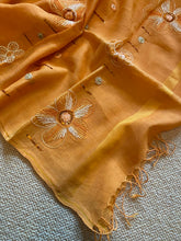 Load image into Gallery viewer, SP106 Tangerine cotton embroidered floral scarf with tassles
