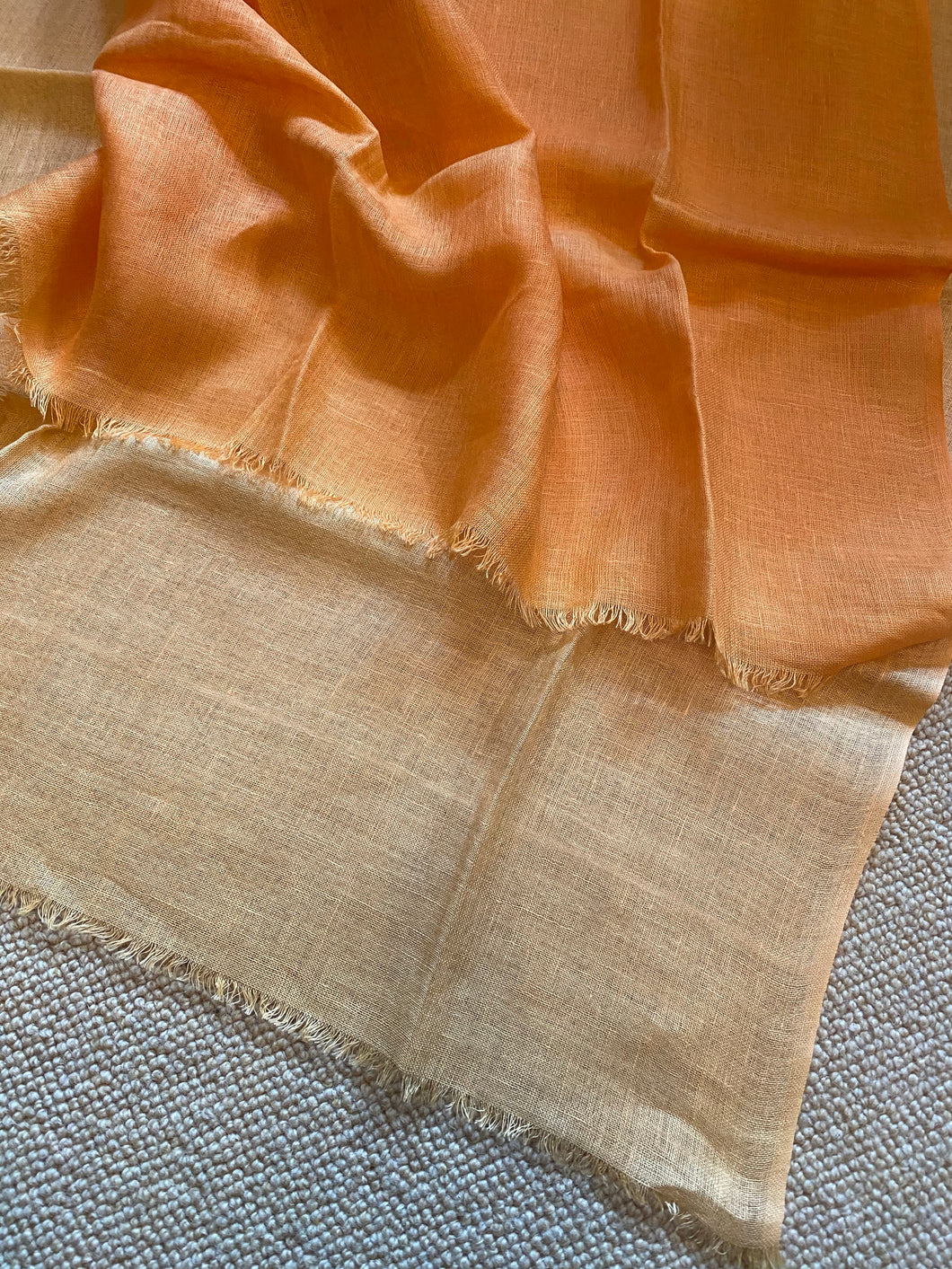 SP104 Light linen scarf in tones of tangerine and peach