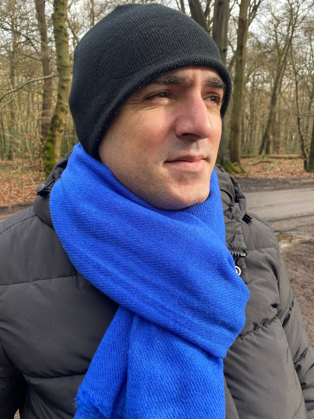 WI130 Blue long wool scarf