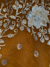 Load image into Gallery viewer, SP145 Tan and silver sequinned large scarf

