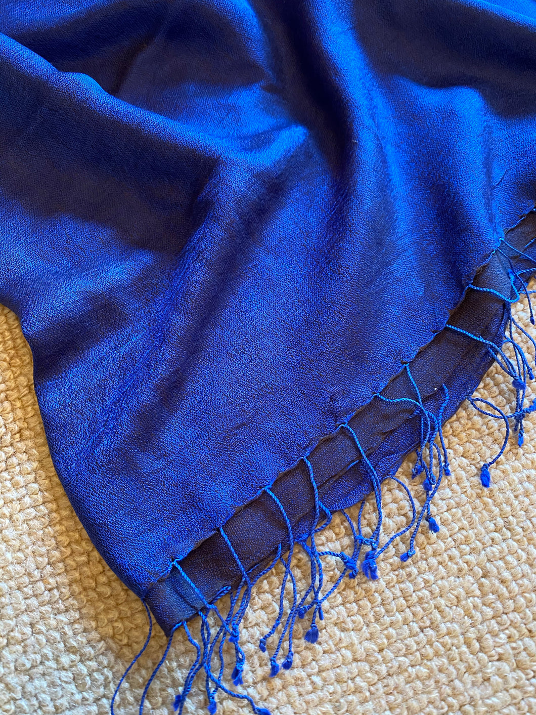 WI108 Royal blue silk long scarf